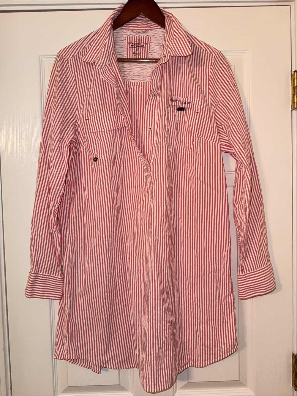 Vineyard Vines Pink and White Striped Performance Shirt